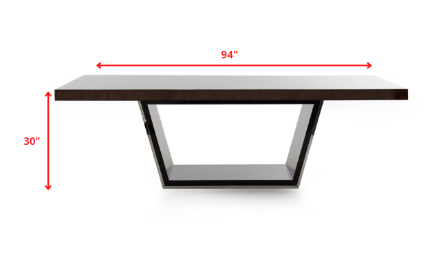 Homeroots 30" Ebony High Gloss MDF and Steel Dining Table 283424