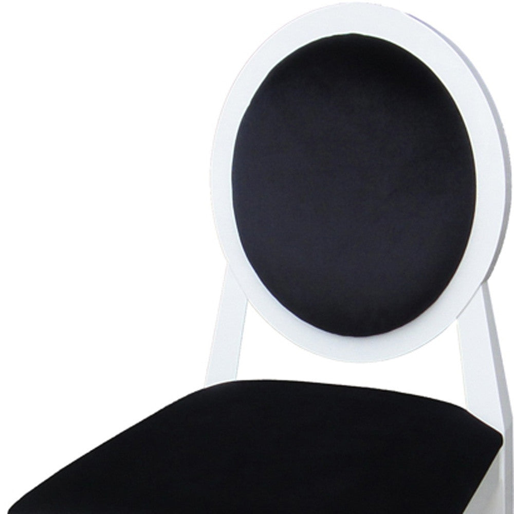 Homeroots Two 36" White Lacquer Black Fabric Side Chairs 284087