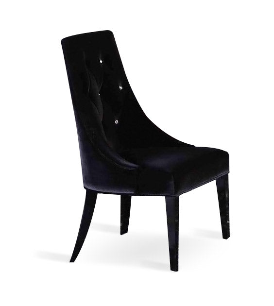 Homeroots Two 40" Black Velour Fabric and Wood Dining Chairs 284089