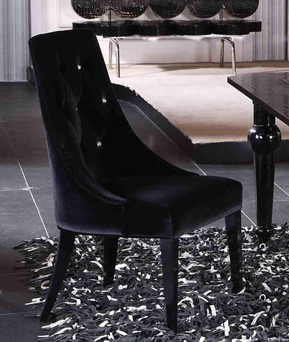 Homeroots Two 40" Black Velour Fabric and Wood Dining Chairs 284089