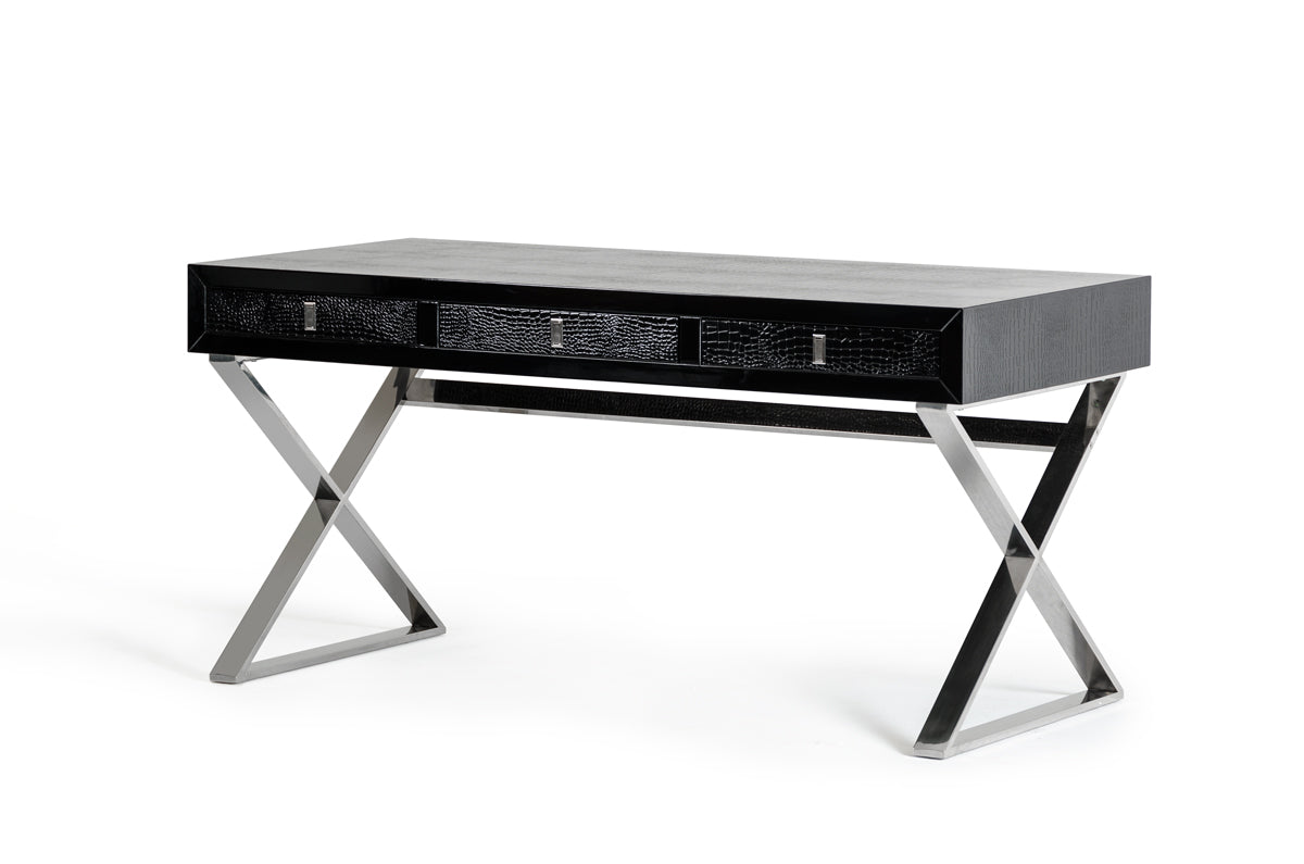 Homeroots 21" Black Crocodile MDF and Steel Desk 284135