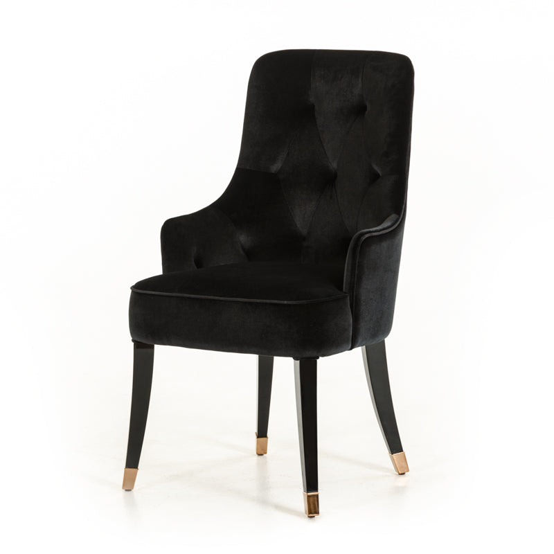 Homeroots 38" Black Velvet Fabric Dining Chair 284157