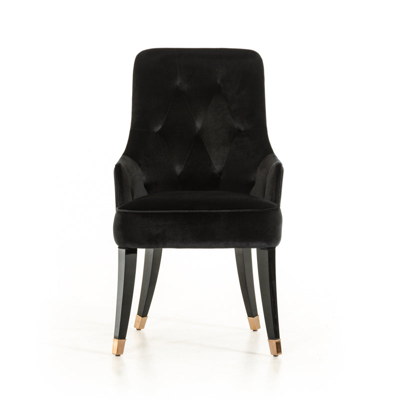 Homeroots 38" Black Velvet Fabric Dining Chair 284157