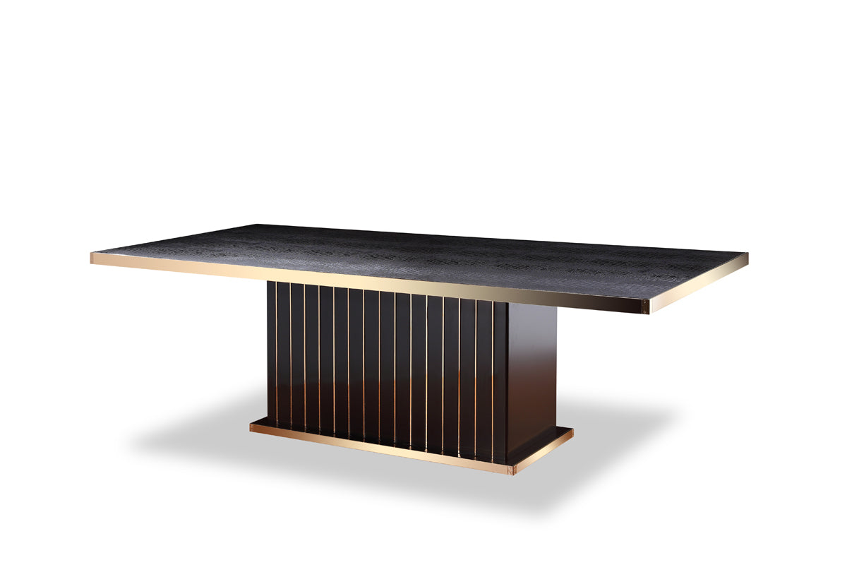 Homeroots 30" Black Crocodile and Rosegold Dining Table 284163