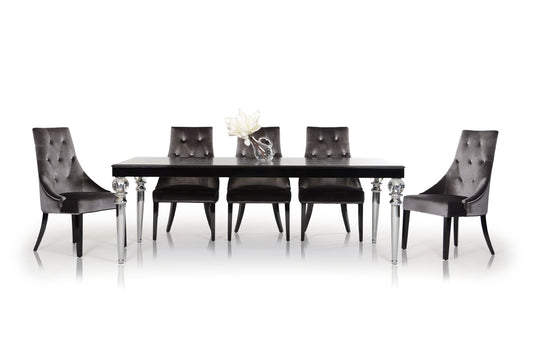 Homeroots 31" Black Crocodile Lacquer Dining Table 284180