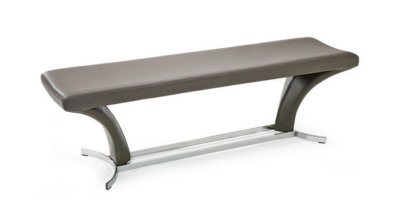 Homeroots 18" Grey Leatherette and Steel Dining Bench 284272