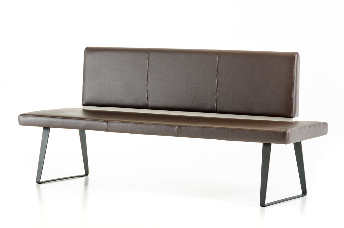 Homeroots 35" Brown Leatherette and Metal Dining Bench 284439