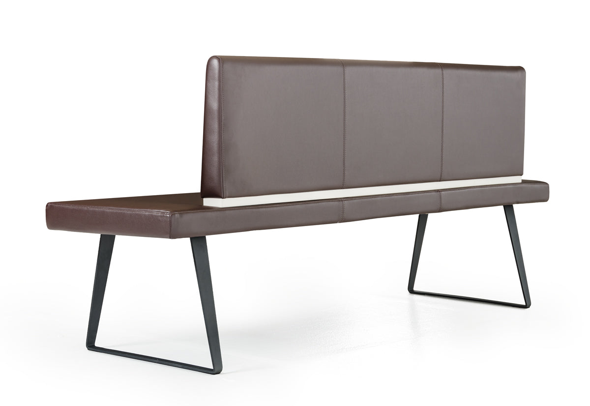 Homeroots 35" Brown Leatherette and Metal Dining Bench 284439