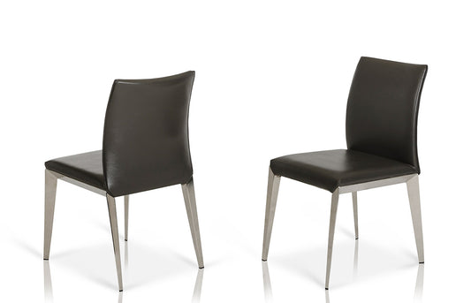 Homeroots Two 36" Dark Grey Leatherette and Metal Dining Chair 284440