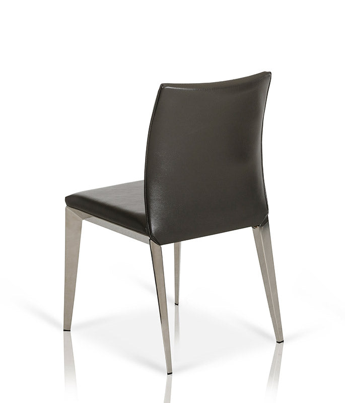 Homeroots Two 36" Dark Grey Leatherette and Metal Dining Chair 284440