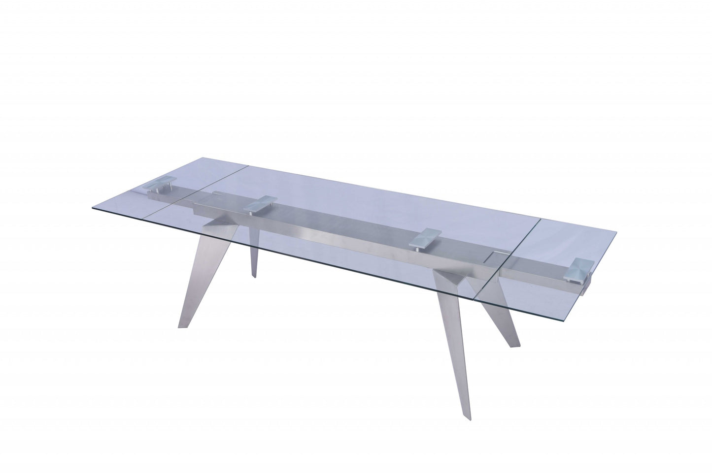 Homeroots 79 X 40 X 31 Clear Glass Extendable Dining Table 320786