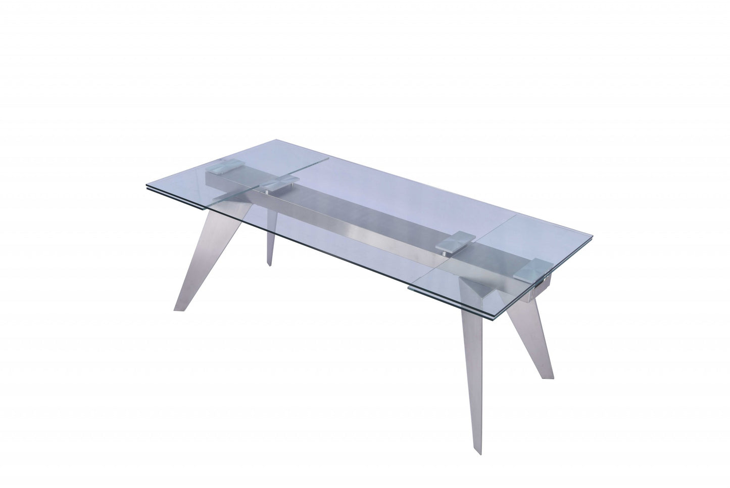 Homeroots 79 X 40 X 31 Clear Glass Extendable Dining Table 320786