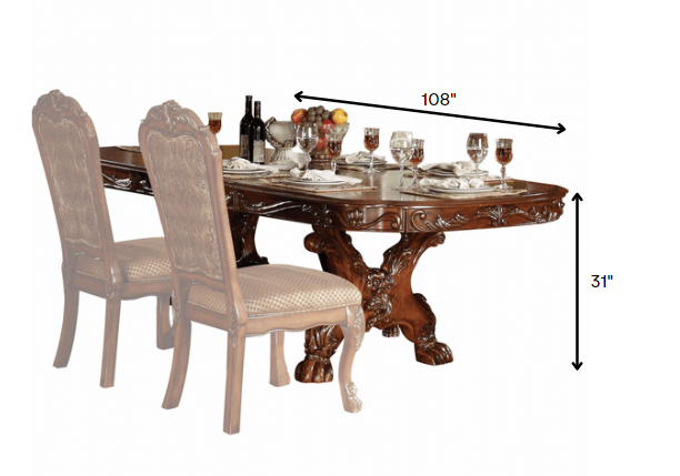 Homeroots 46" X 108" X 31" Cherry Oak Wood Poly Resin Dining Table with Trestle Pedestal 347002