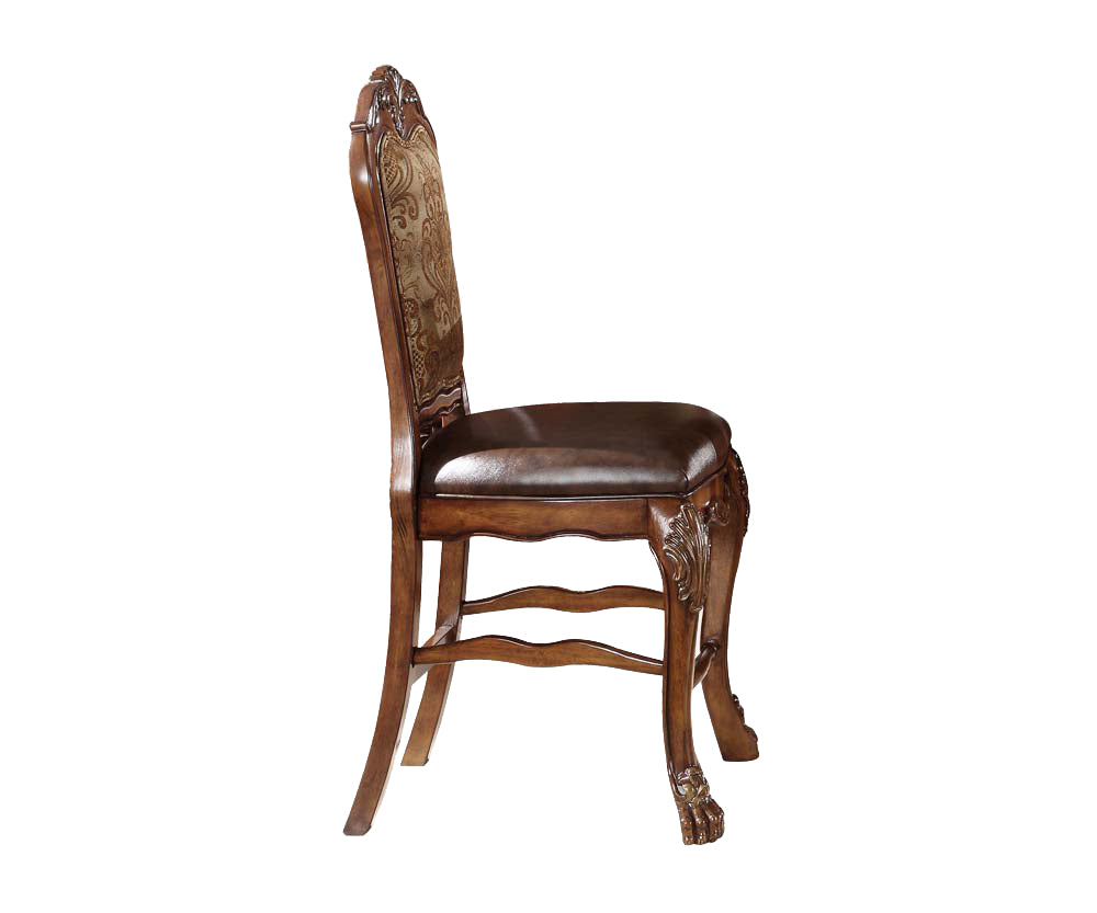 Homeroots 24" X 21" X 48" PU Cherry Oak Wood Poly Resin Upholstery Counter Height Chair (Set-2) 347006