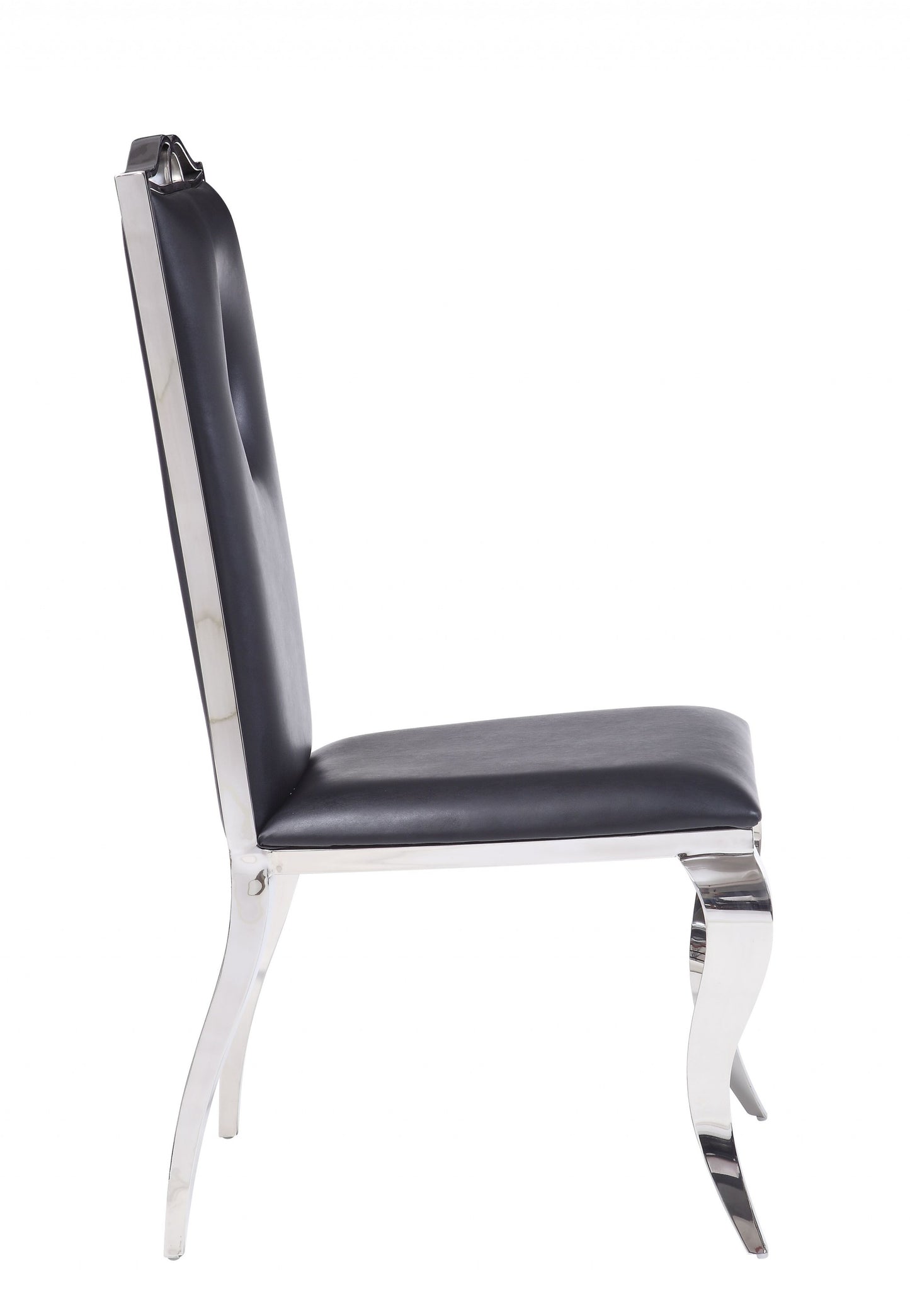 Homeroots 19" X 21" X 44" Faux Leather Stainless Steel Upholstered Seat Side Chair Set2 347320