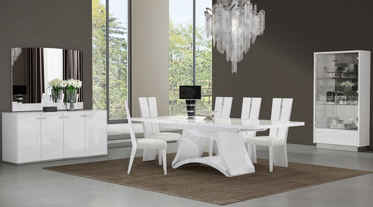 Homeroots 98.5" X 43.5" X 30" White  Dining Table and 6" Chair Set 366268