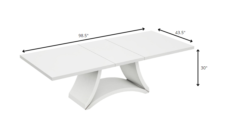 Homeroots 98.5" X 43.5" X 30" White  Dining Table and 6" Chair Set 366268