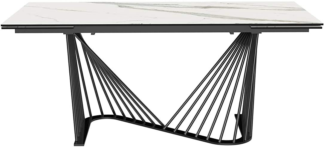 Homeroots 71 X 35 X 30 White Glass Ceramic Dining Table 370719