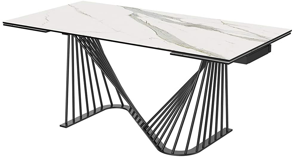 Homeroots 71 X 35 X 30 White Glass Ceramic Dining Table 370719