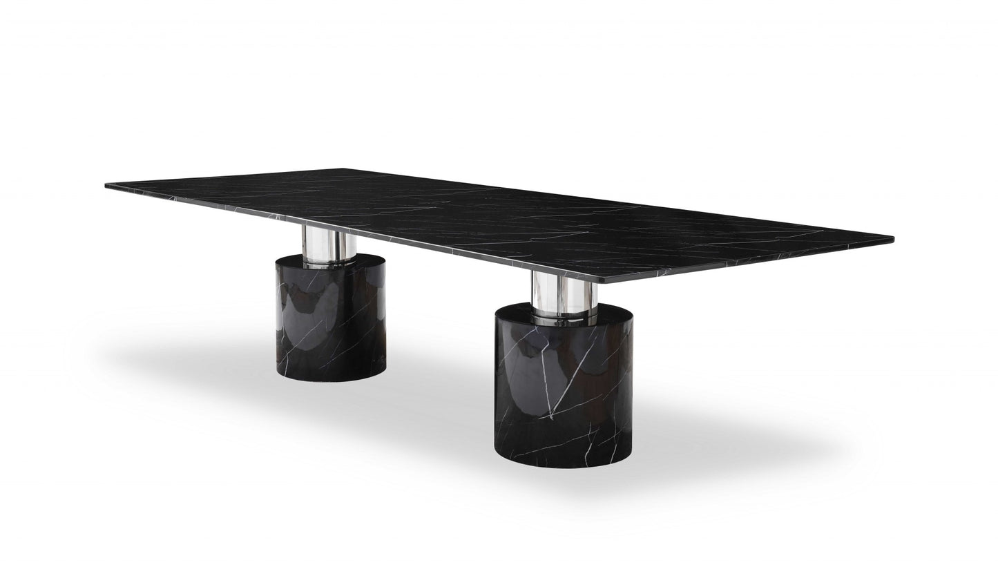 Homeroots 120 X 48 X 30 Marble Stainless Steel Dining Table