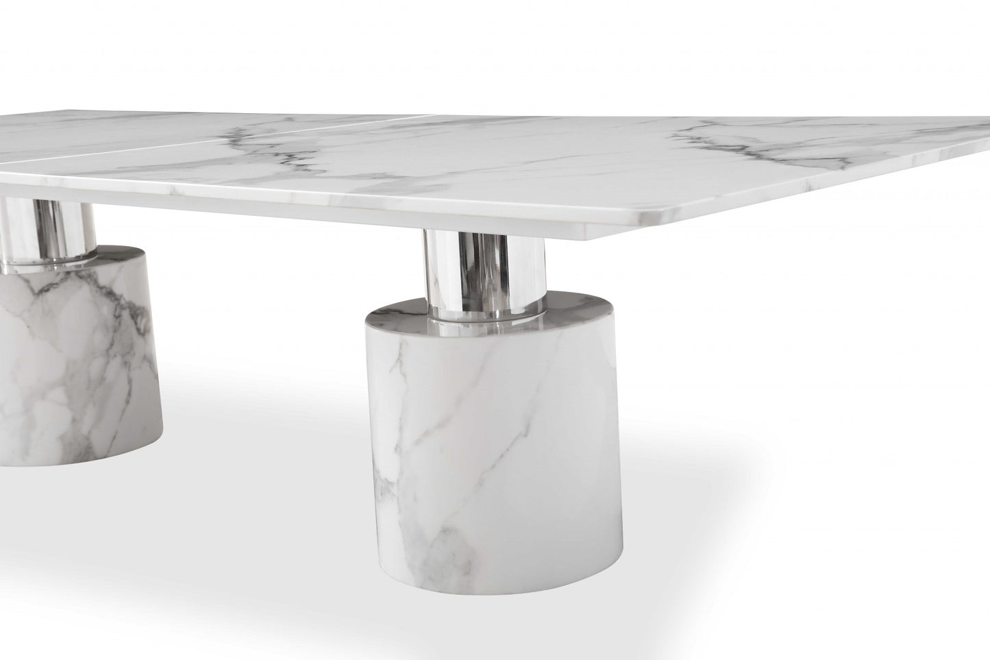 Homeroots 120 X 48 X 30 Marble Stainless Steel Dining Table