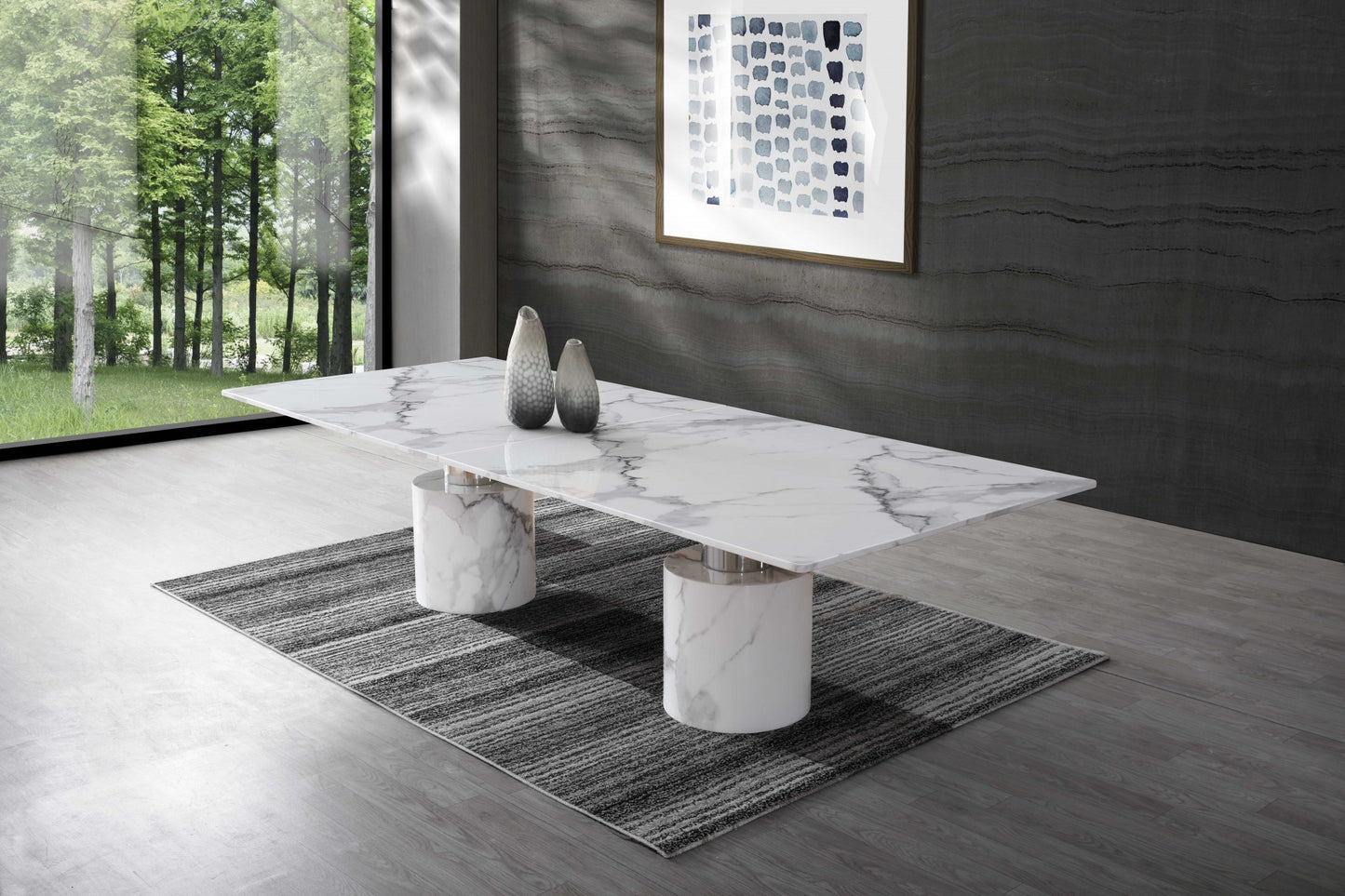 Homeroots 120 X 48 X 30 Marble Stainless Steel Dining Table