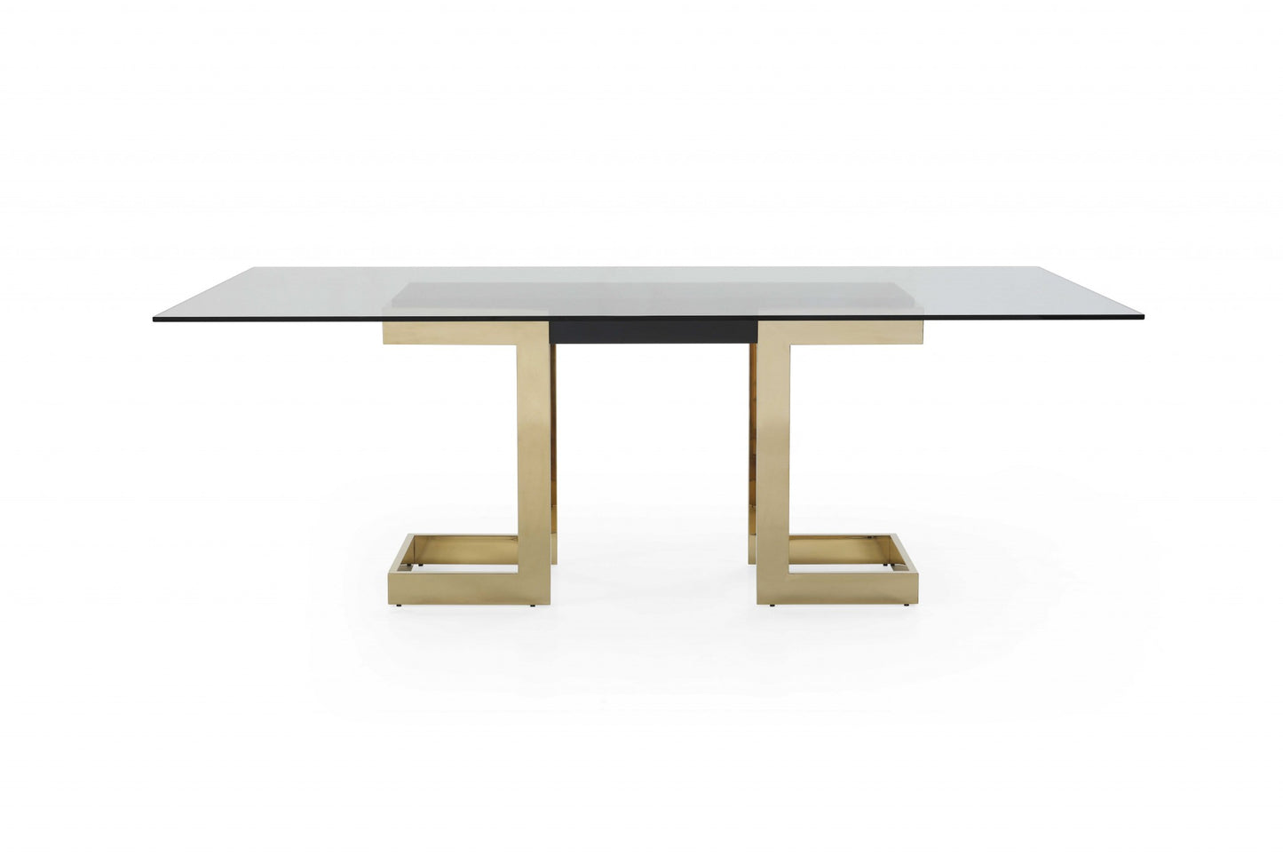 Homeroots 87 X 39 X 30 Polished Gold Glass Stainless Steel Dining Table 370725