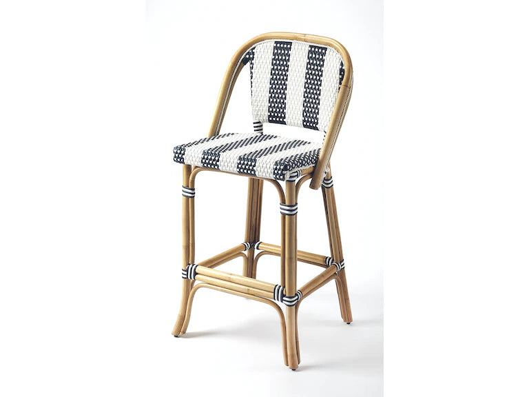 Butler Specialty Company Lila Rattan 28" Bar Stool, Blue 3715291