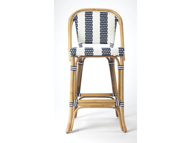 Butler Specialty Company Lila Rattan 28" Bar Stool, Blue 3715291