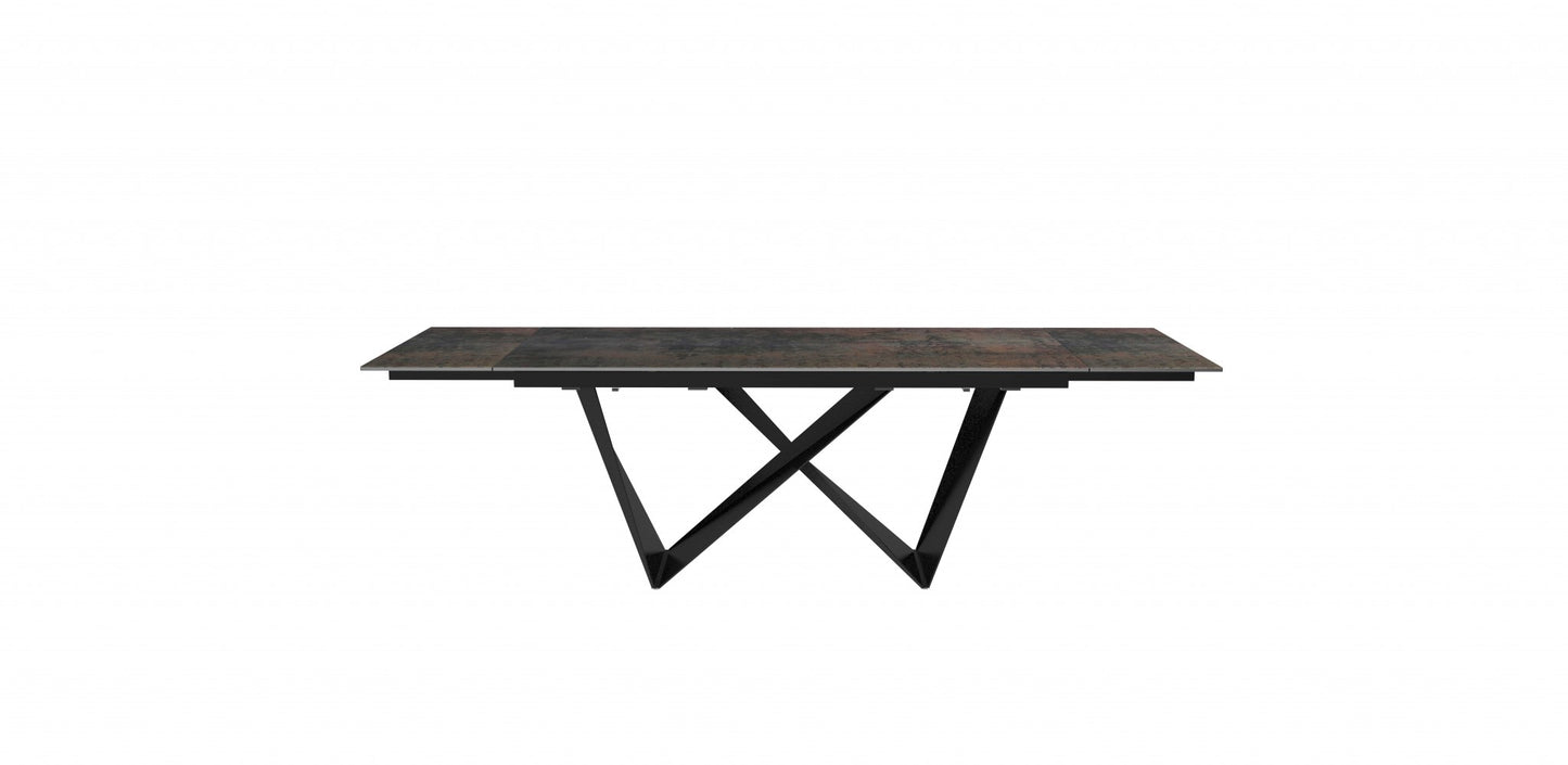 Homeroots 71 X 35 X 30 Black Ceramic Metal Dining Table 372069