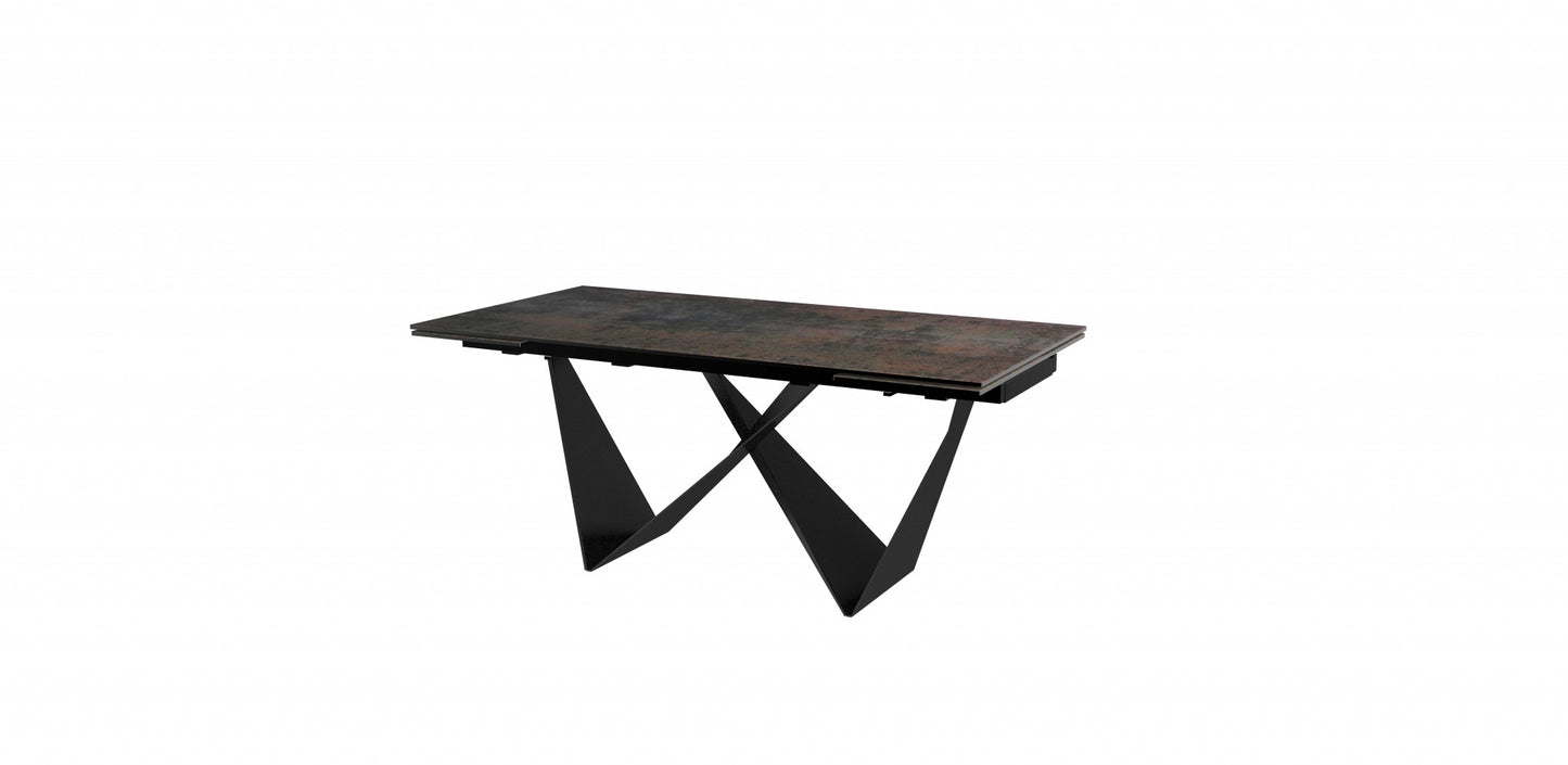 Homeroots 71 X 35 X 30 Black Ceramic Metal Dining Table 372069