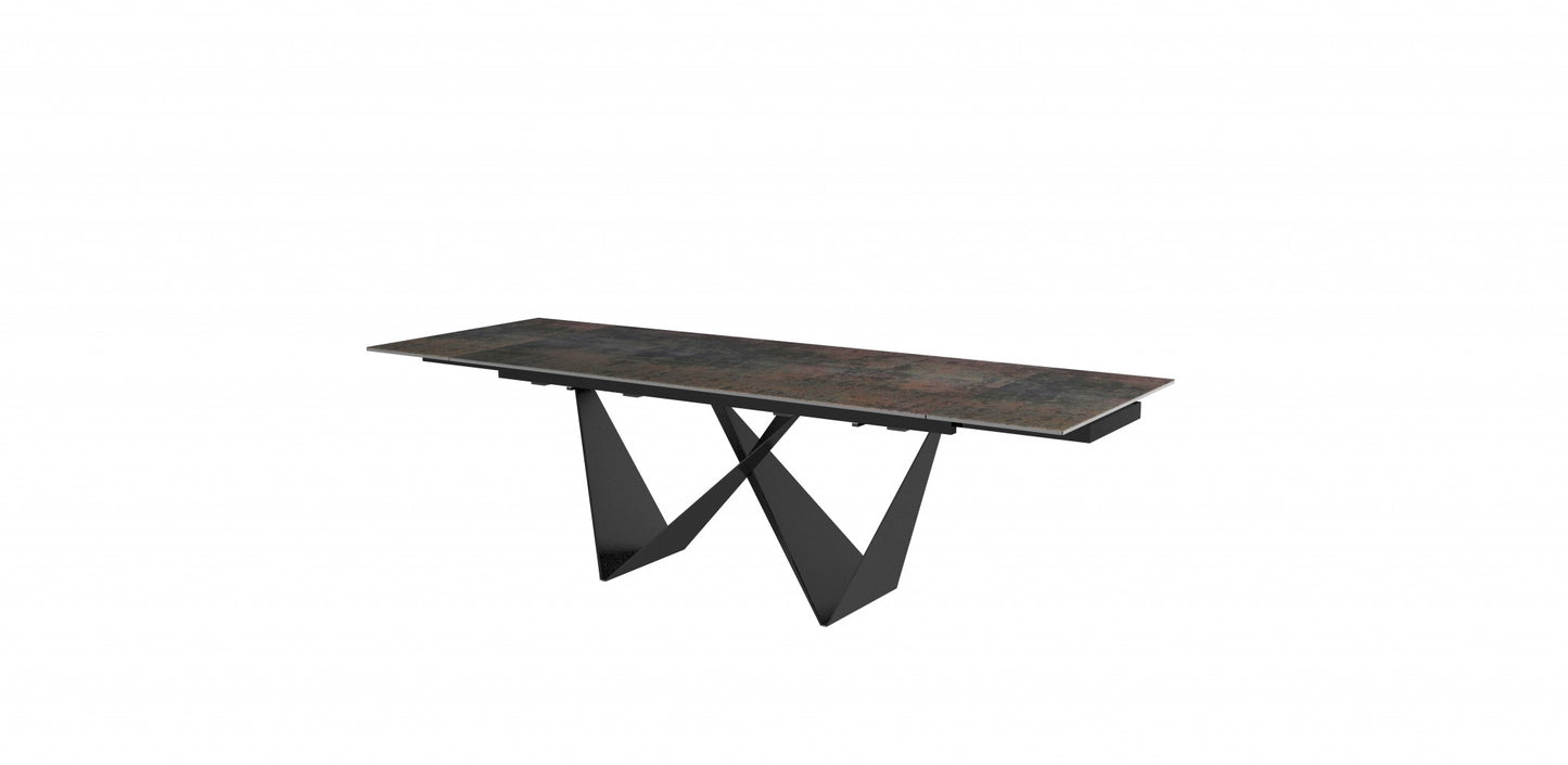 Homeroots 71 X 35 X 30 Black Ceramic Metal Dining Table 372069