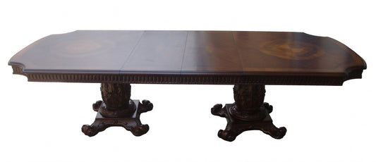 Homeroots Wooden Top Cherry  Dining Table with Wood carving details 376940