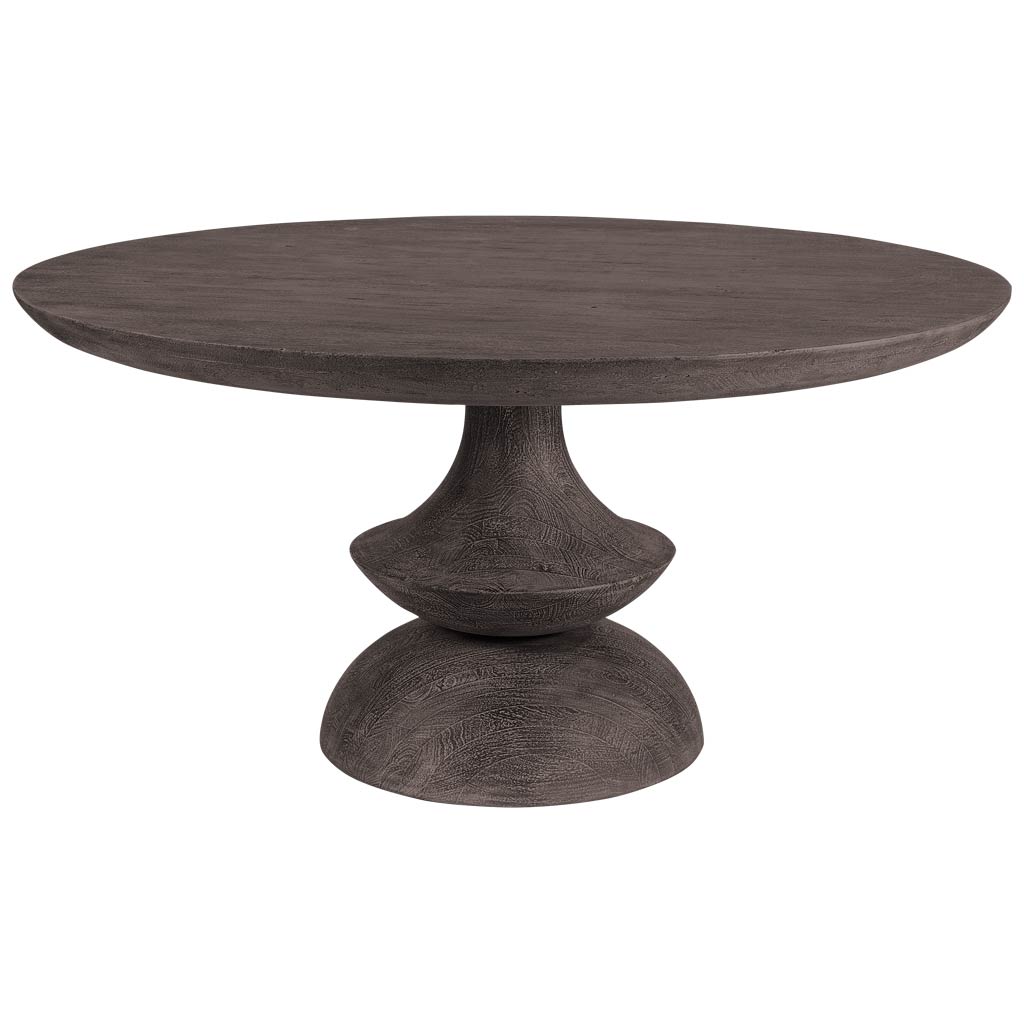 Homeroots 60" Round Charcoal Gray Solid Wood Table Top and Base Dining Table 380457