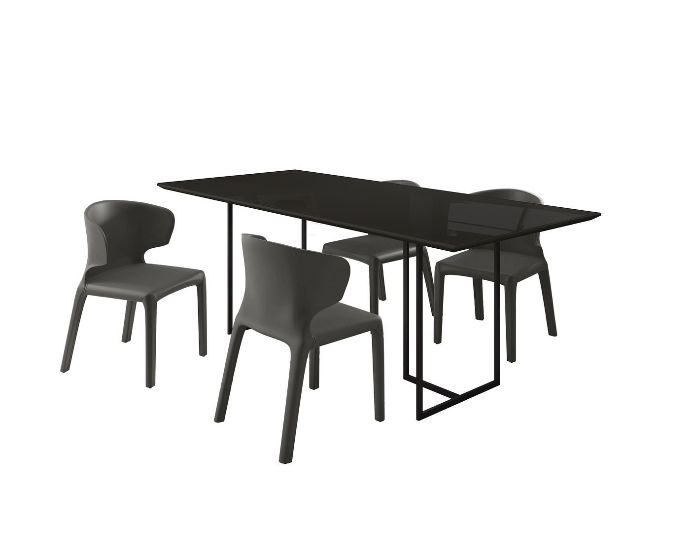 Manhattan Comfort Celine Dining Table with 4 Conrad Faux Leather Chairs