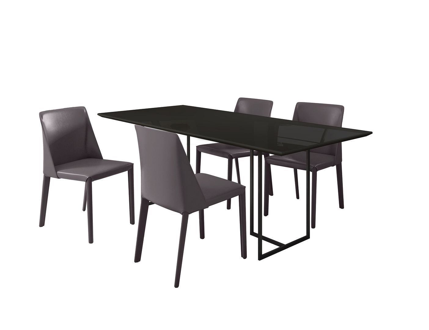 Manhattan Comfort Celine Dining Table with 4 Paris Faux Leather Chairs