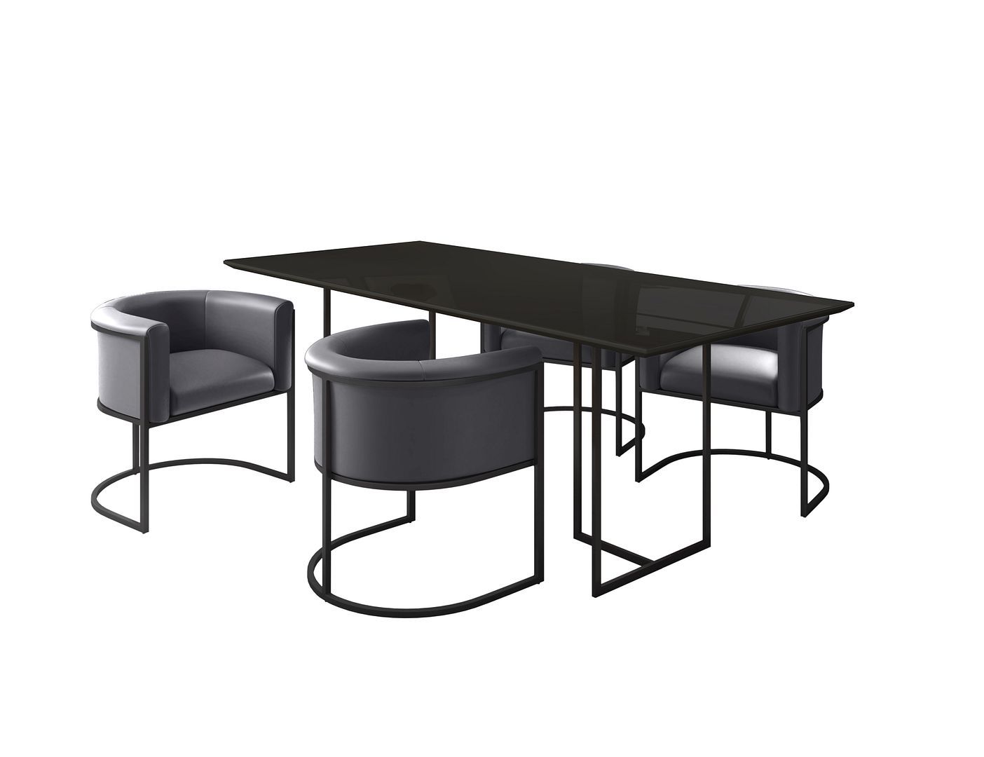 Manhattan Comfort Celine Dining Table with 4 Bali Faux Leather Chairs