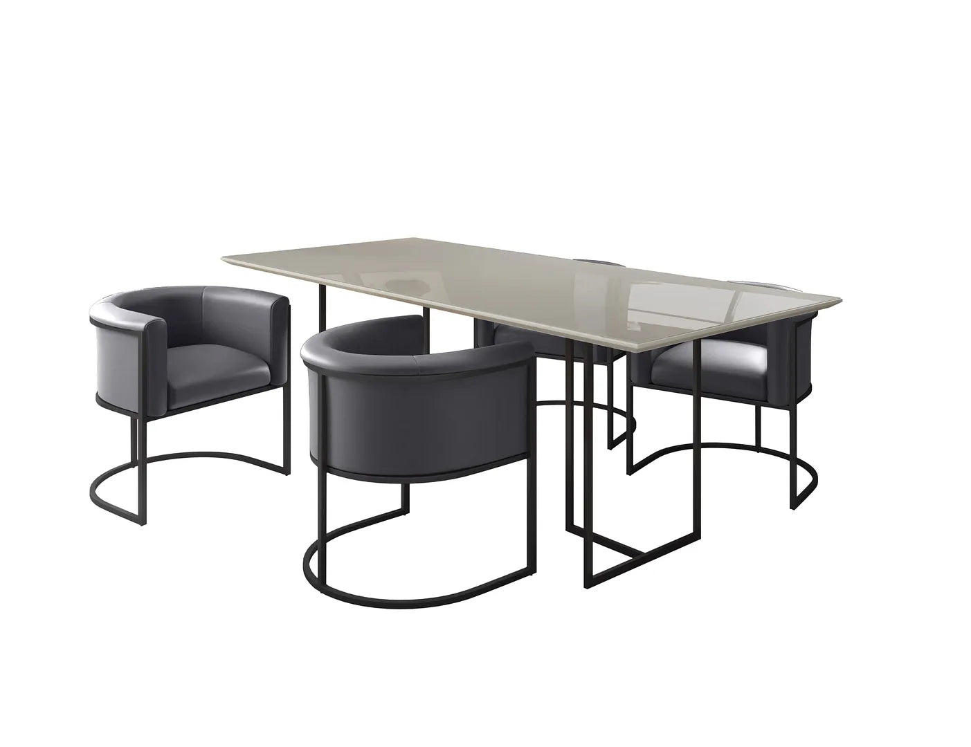 Manhattan Comfort Celine Dining Table with 4 Bali Faux Leather Chairs