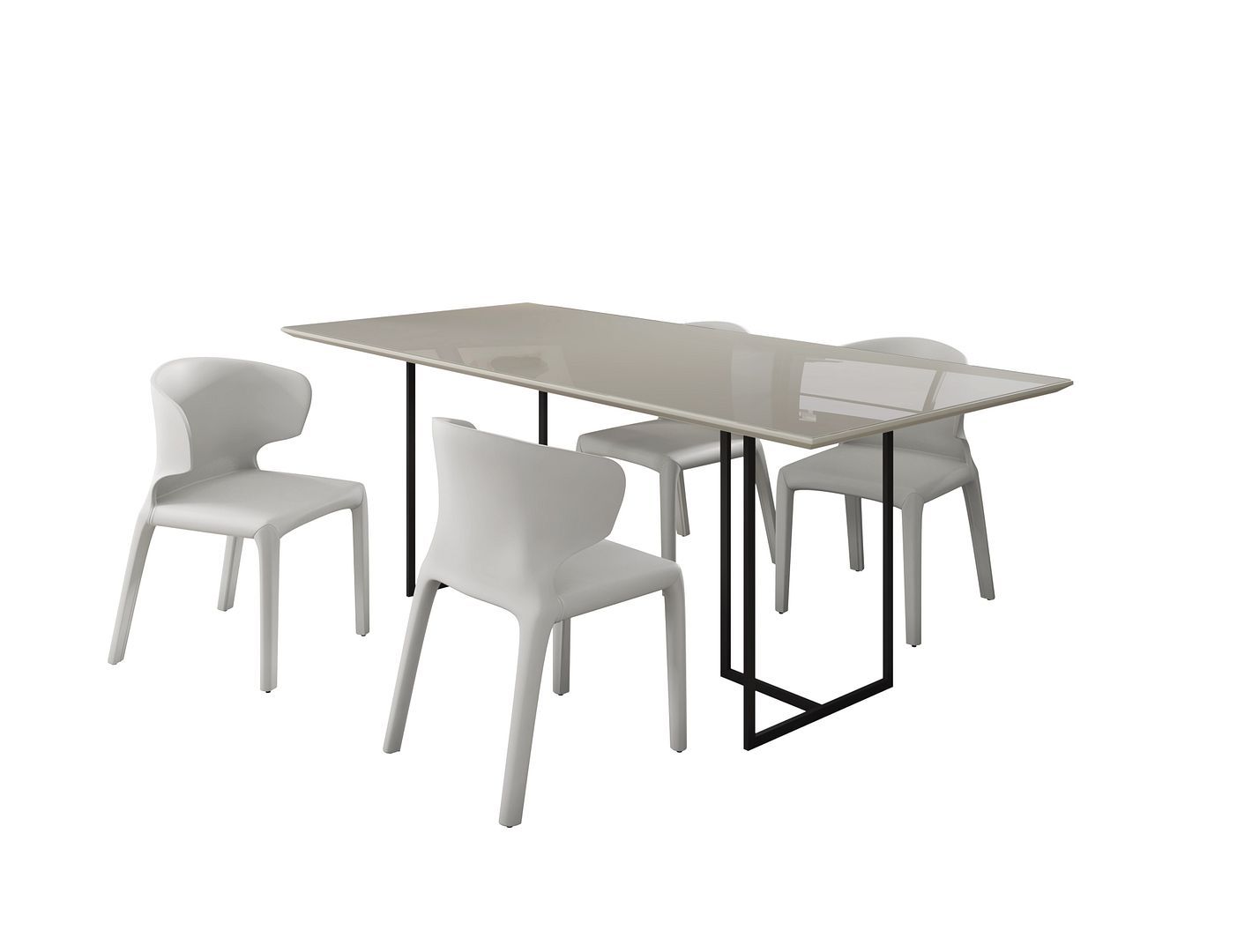 Manhattan Comfort Celine Dining Table with 4 Conrad Faux Leather Chairs