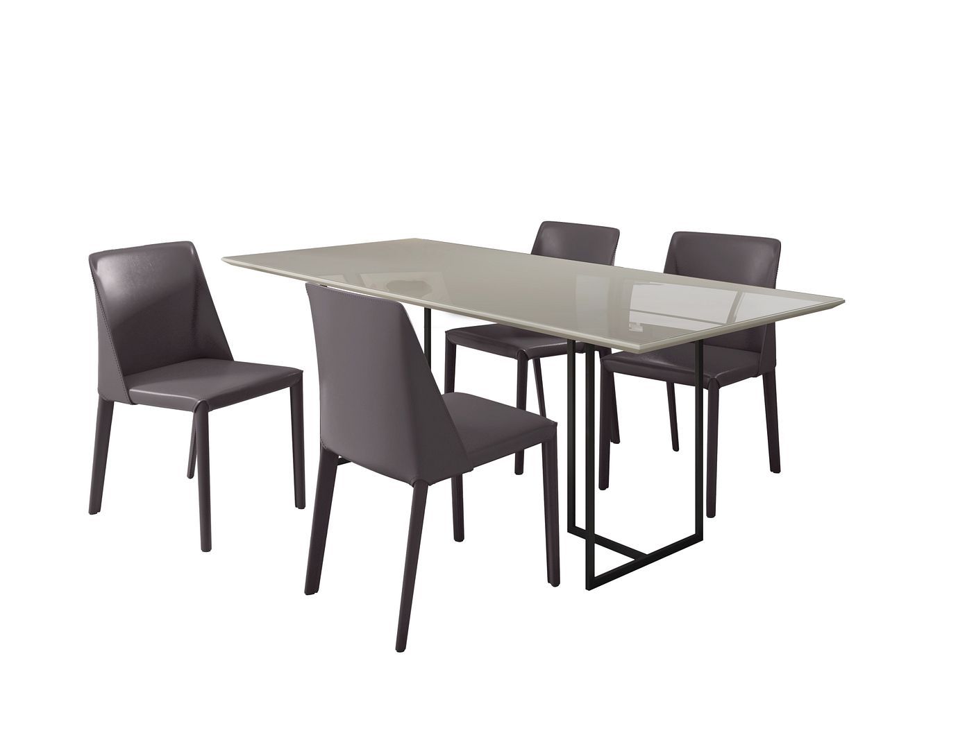 Manhattan Comfort Celine Dining Table with 4 Paris Faux Leather Chairs