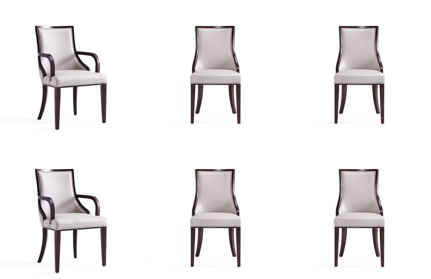 Manhattan Comfort Grand Faux Leather 6-Piece Dining Chairs in Light Grey 4-DC048-LG