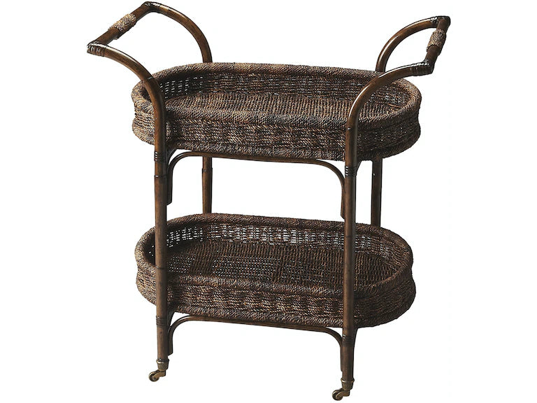 Butler Specialty Company Fiji Rattan Bar Cart, Medium Brown 4230035