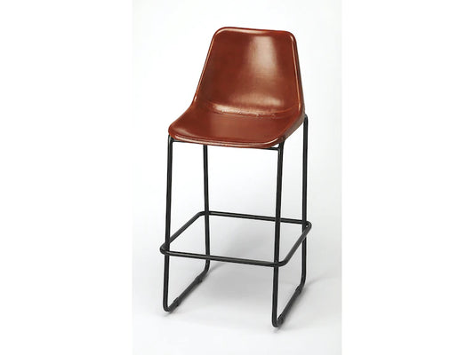 Butler Specialty Company Myles Leather 28" Bar Stool, Medium Brown 4348344