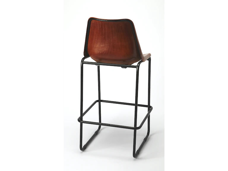 Butler Specialty Company Myles Leather 28" Bar Stool, Medium Brown 4348344