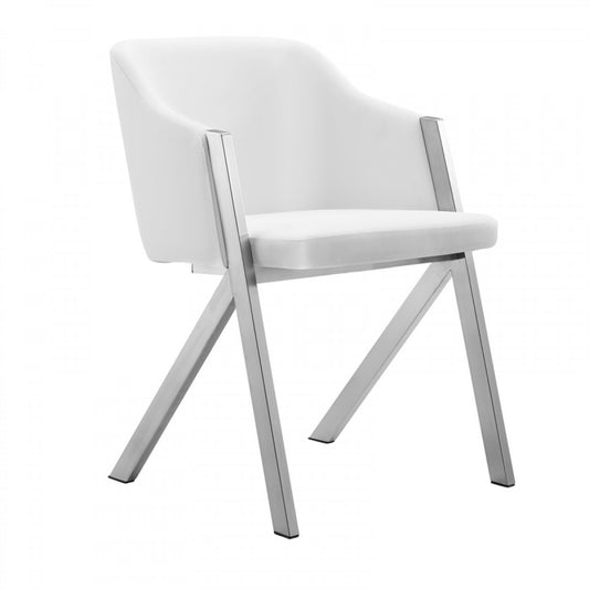 Homeroots Set of Two White Faux Leather Modern Dining Chairs 472150