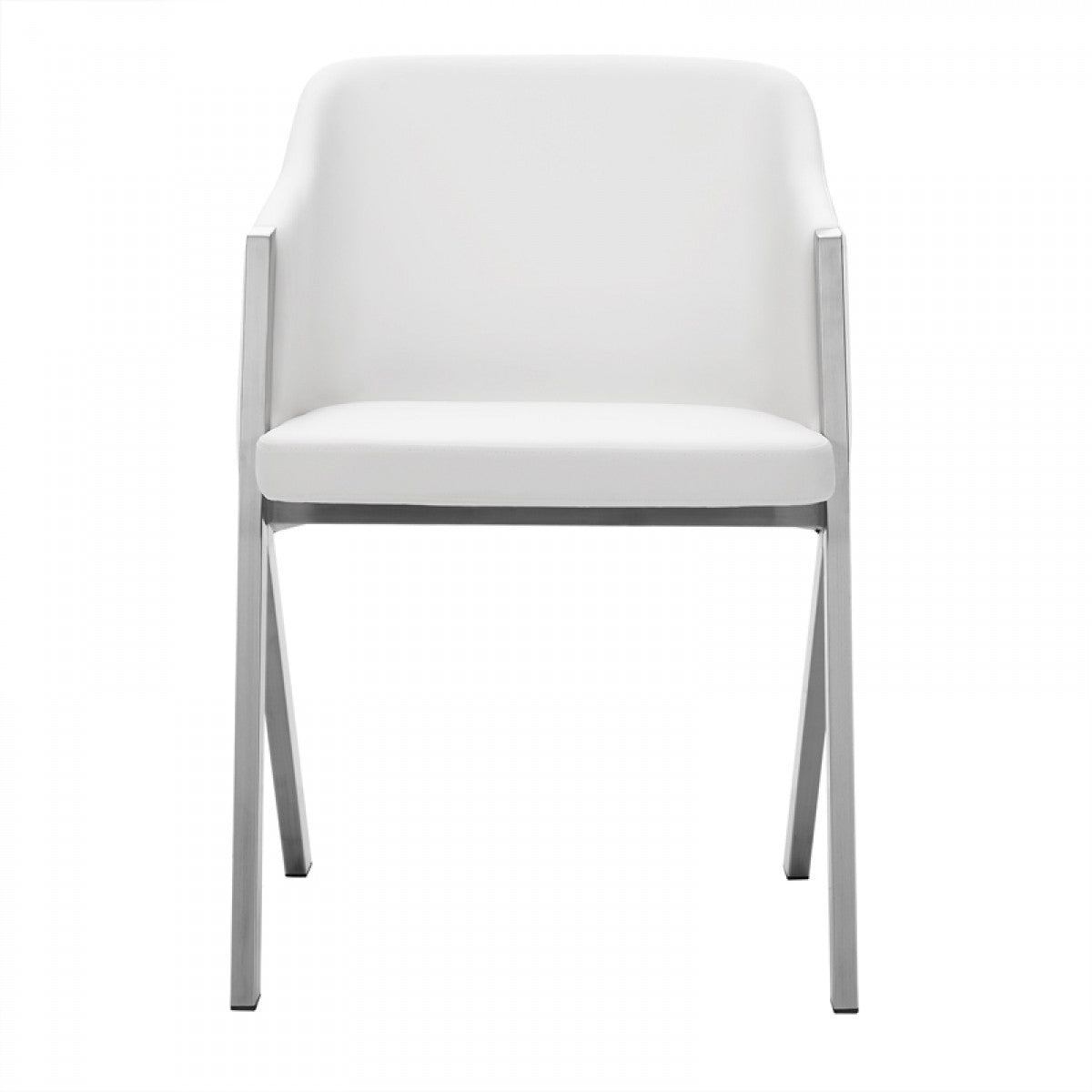 Homeroots Set of Two White Faux Leather Modern Dining Chairs 472150