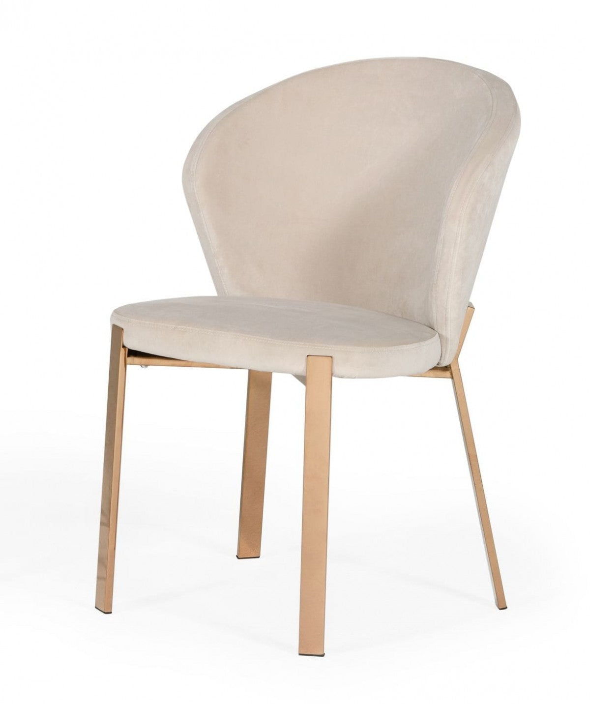 Homeroots Beige Velvet Rosegold Dining Chair 472183