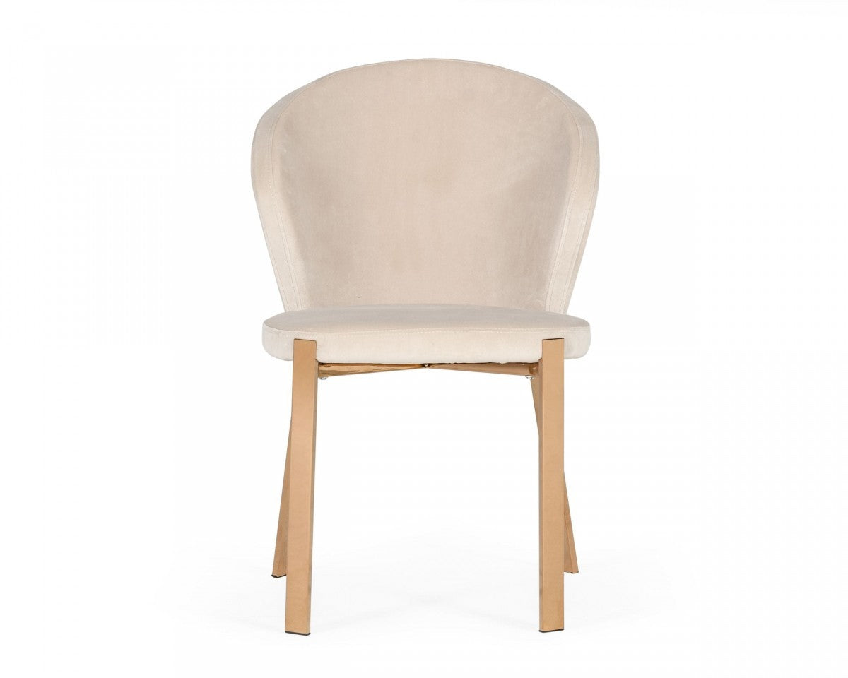 Homeroots Beige Velvet Rosegold Dining Chair 472183