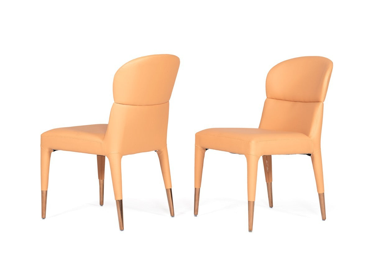 Homeroots Set of Two Peach Rosegold Dining Chairs 472259