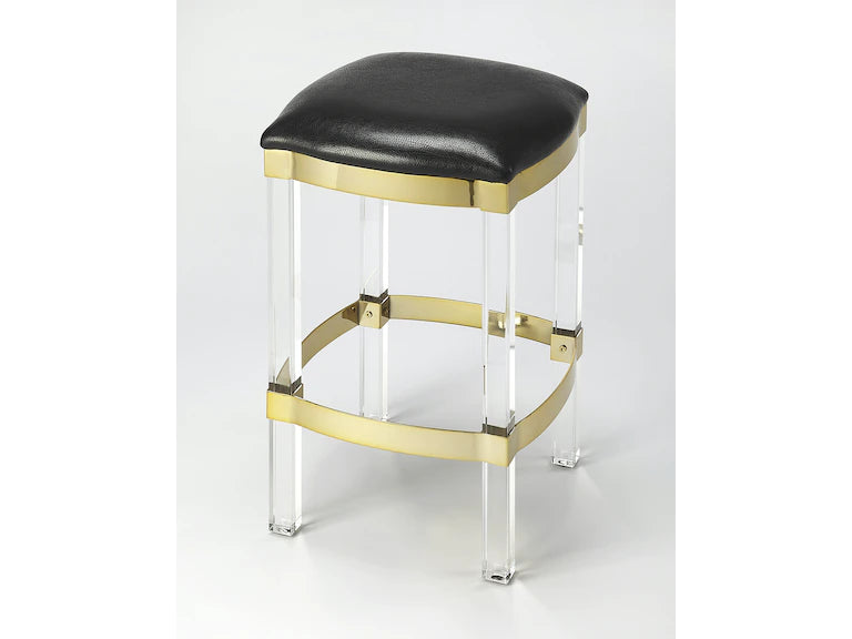 Butler Specialty Company Jordan Acrylic & Leather 24" Counter Stool, Black 5322034